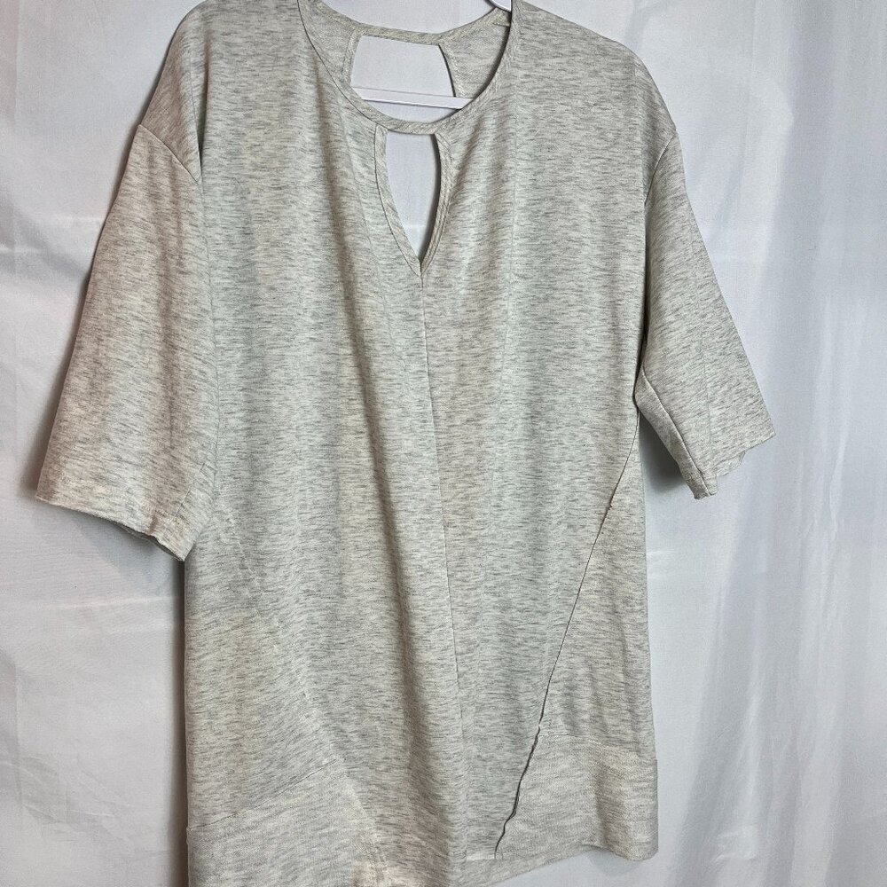 Women's FP Beach Grey Knit Short Sleeve oversized Pop over Knit Size S